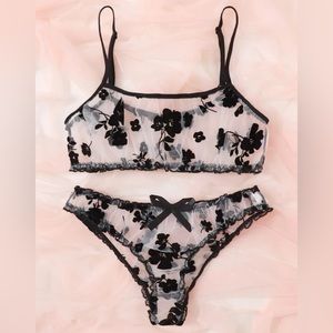 🖤 Floral Mesh Lingerie Set 🖤